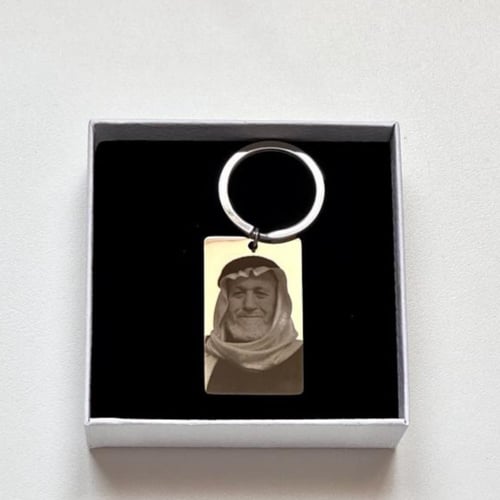 ميدالية مفتاح فضي شكل مستطيل- نحت صورة على الوجهين