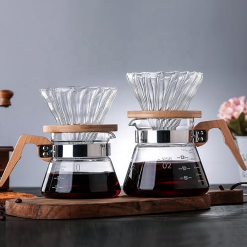 سيرفر زجاجي بمقبض وغطاء مصنوع من الخشب