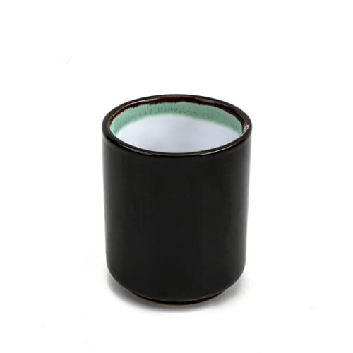 كوب فخار أسود مجوف بالأبيض حجم متوسط