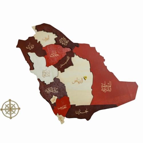 خريطة الحائط الخشبية للسعودية