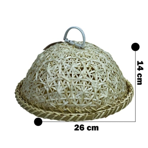 سلة خوص مع غطاء دائري ومسكة