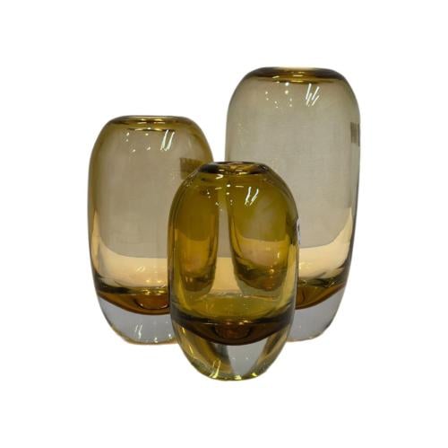 فازة زجاج عسلى