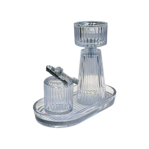 طقم مبخرة مع صينية زجاج