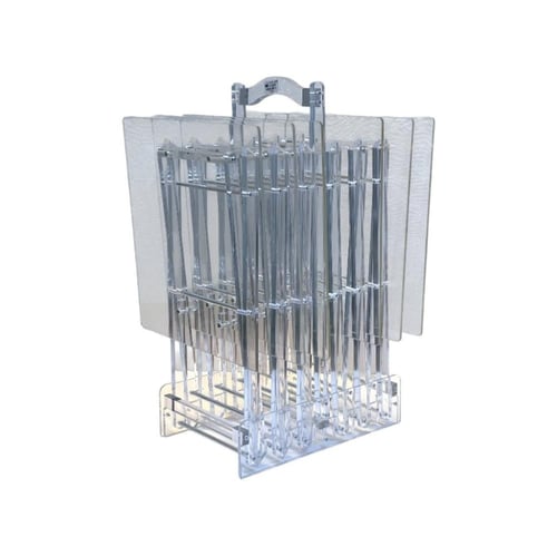 طقم طاولات اكريلك مربع 6 قطع مع حامل