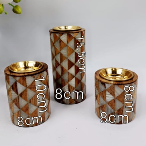 مبخر مدور صغير خشبي زقزاق مع الصدف