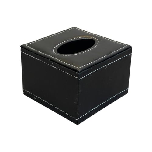 علبة مناديل جلد أسود