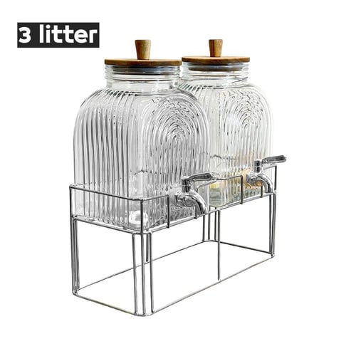 جيك عصير زجاج مزدزج بحنفية وستاند