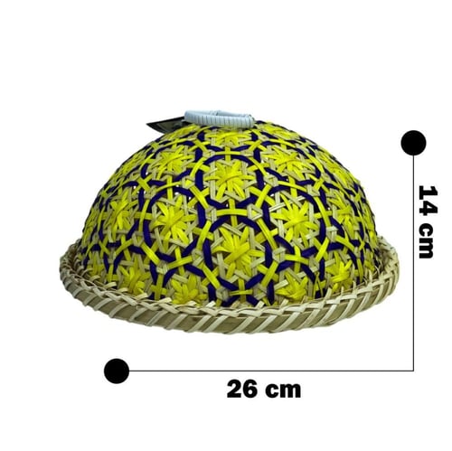 سلة خوص مع غطاء دائري ومسكة