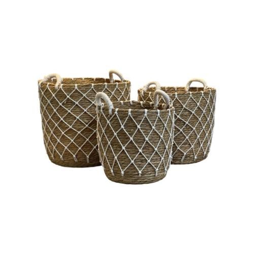 سلة خوص مع شبك حبال