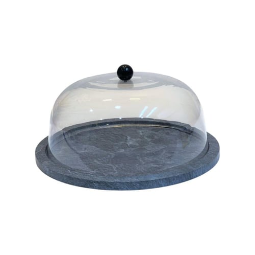 صحن كيك خشب دائري بغطاء