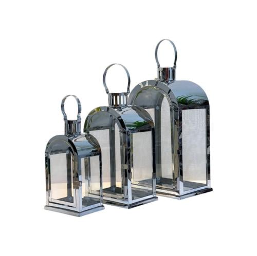 فانوس مربع زجاج وستيل