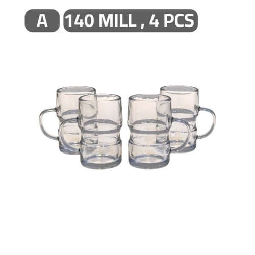 طقم بيالات شاي زجاج 4 قطع 140 مل