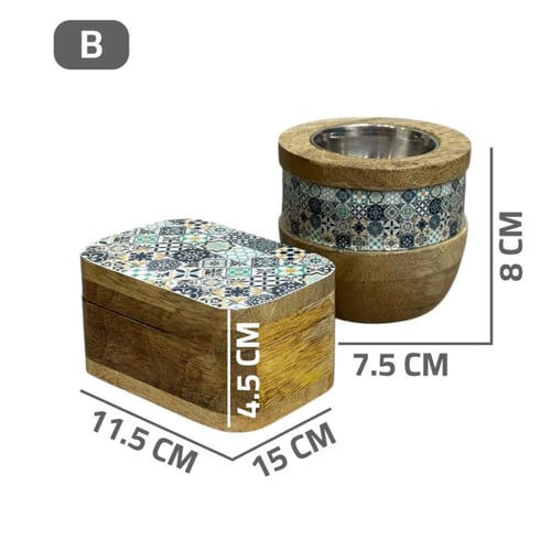 طقم مبخرة خشب مع صندوق