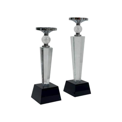 شمعدان زجاجي قاعدة سوداء