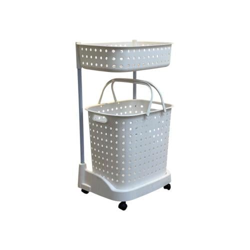 رف حمام مع سلة غسيل