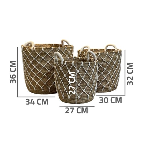 سلة خوص مع شبك حبال