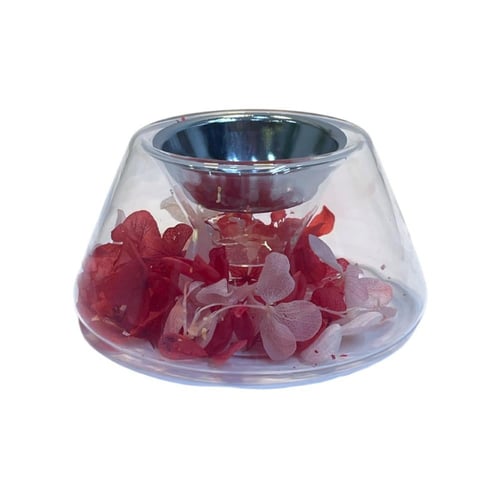 مبخرة زجاج هرمية مع ورد مجفف