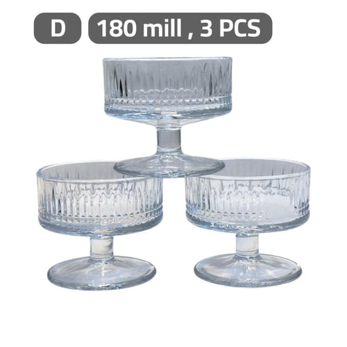 اطقم الكاسات الزجاجية حلا 180 ملل 3 قطع