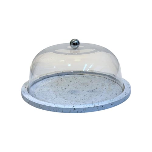 صحن كيك خشب دائري بغطاء