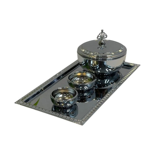 طقم تمرية مع صينية ستيل