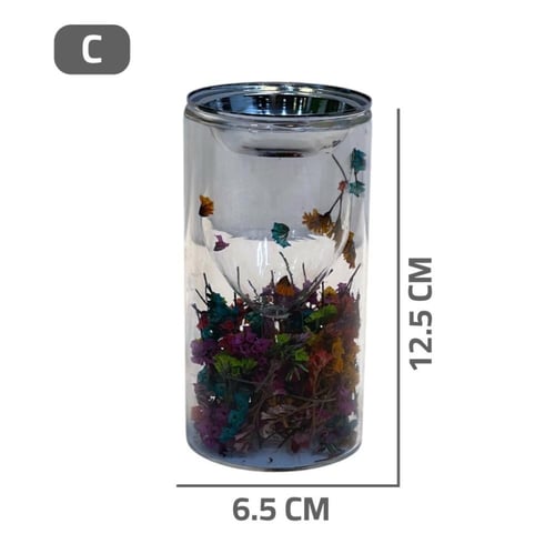 مبخرة زجاج مع ورد مجفف