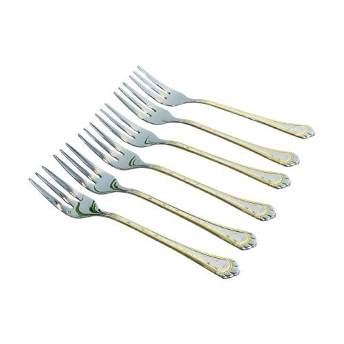 طقم شوك حلا حفر ليزر ذهبي فضي 6 قطع