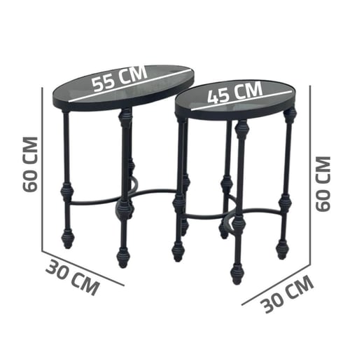 طاولة خدمة بيضاوي زجاج اسود