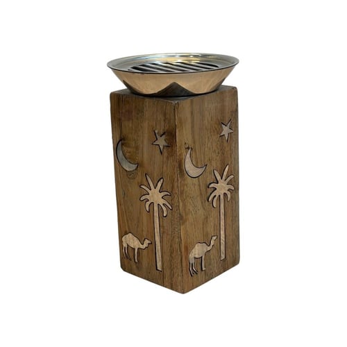 مبخرة خشبية مع صحن ستيل فاخر