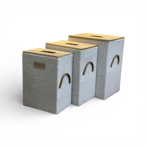 سلة غسيل خشب ملبس