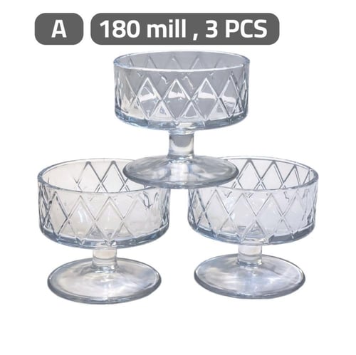 اطقم الكاسات الزجاجية حلا 180 ملل 3 قطع
