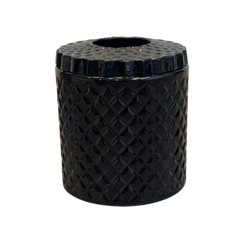 علبة مناديل زجاج أسود دائري