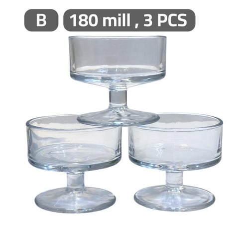 اطقم الكاسات الزجاجية حلا 180 ملل 3 قطع