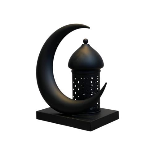 فانوس رمضاني معدني مع هلال أسود