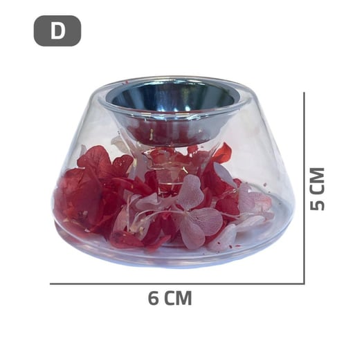 مبخرة زجاج هرمية مع ورد مجفف