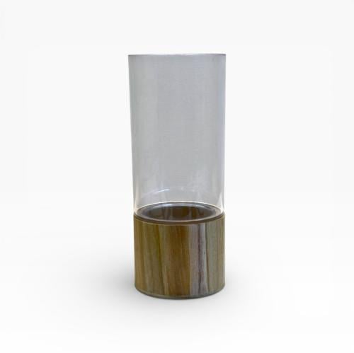 فازة بلاستيك بقاعدة خشب