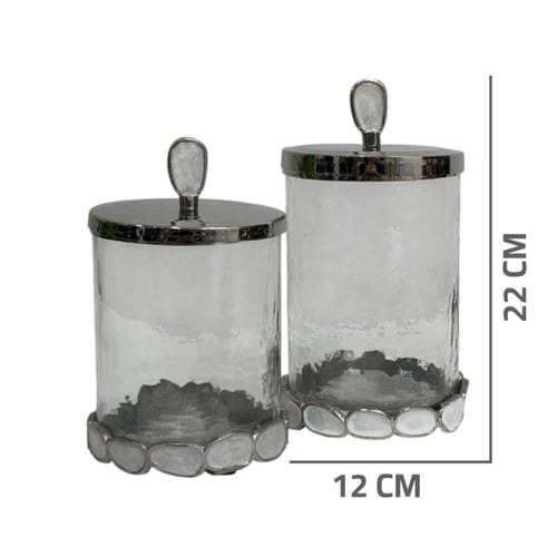 علبة زجاج مع غطاء ستيل