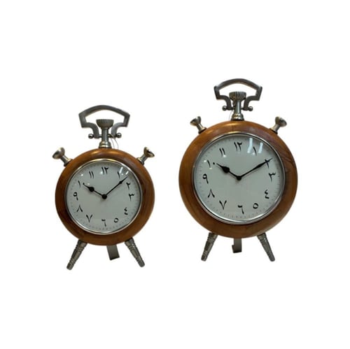 ساعة تحفة ألمونيوم خشب دائري