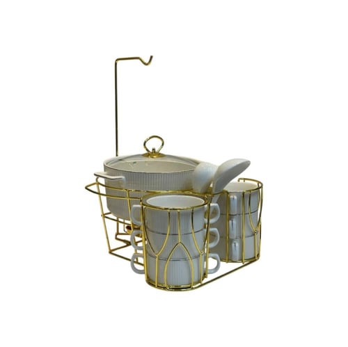 طقم شوربة سيراميك 16 قطعة بالحامل