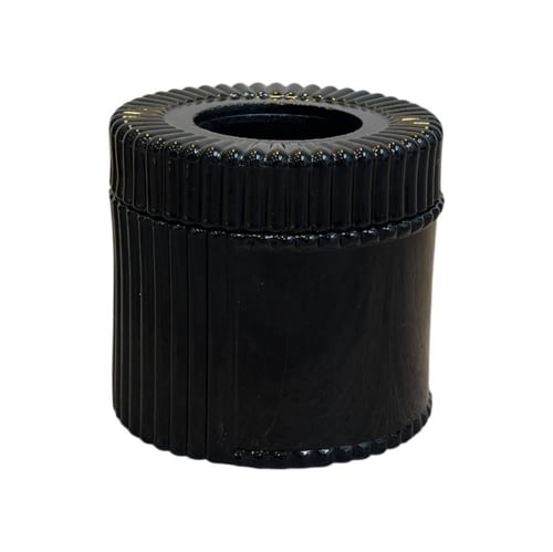 علبة مناديل زجاج أسود دائري