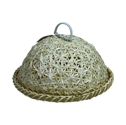 سلة خوص مع غطاء دائري ومسكة