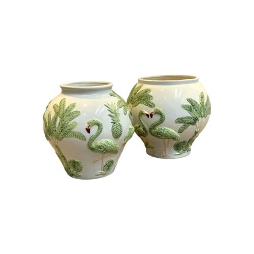 فازة فلامنجو اخضر سيراميك