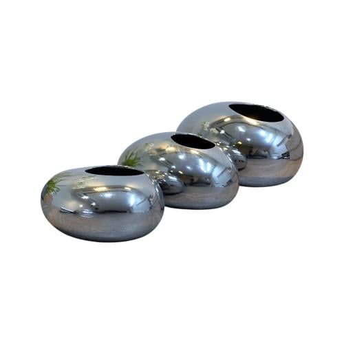 فازات ورد دائرية سيراميك فضي