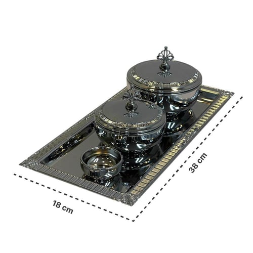 طقم تمرية مع صينية ستيل