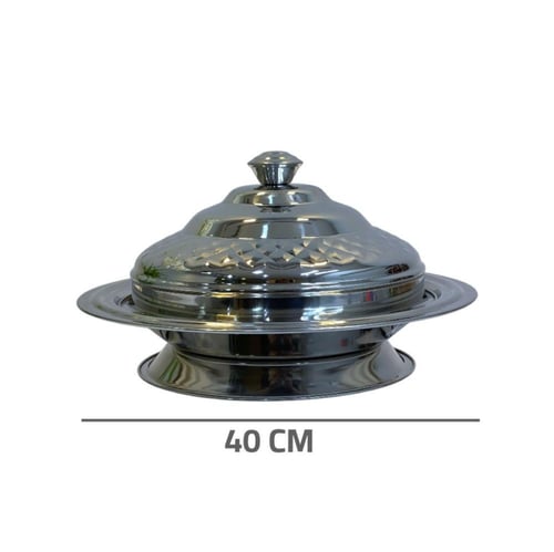 صحون ولائم بقاعدة وغطاء ستانلس ستيل