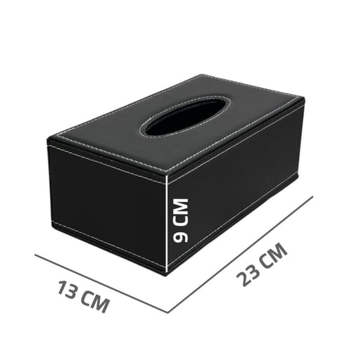 علبة مناديل جلد أسود
