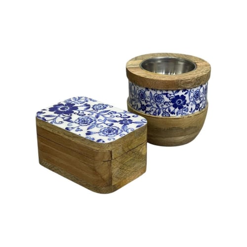 طقم مبخرة خشب مع صندوق