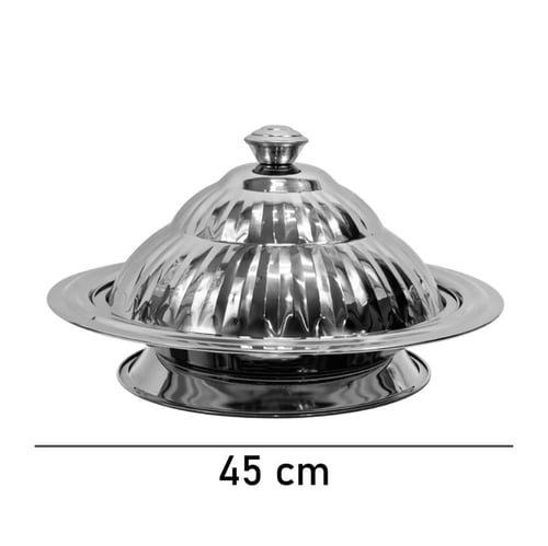 صحن أرز ستانلس ستيل بقاعدة وغطاء