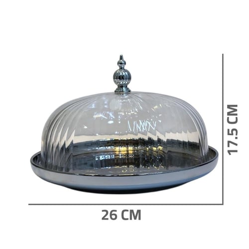 صحن تقديم سيراميك بغطاء بلاستيك