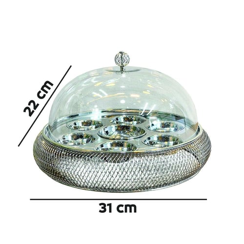 صحن مكسرات ستيل بغطاء اكريلك