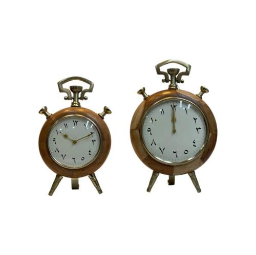 ساعة تحفة ألمونيوم خشب دائري